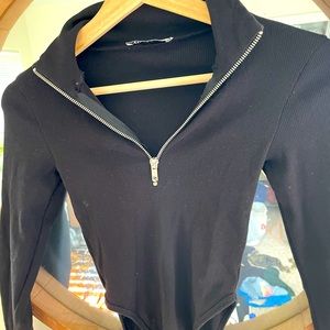 Cropped long sleeve body suit